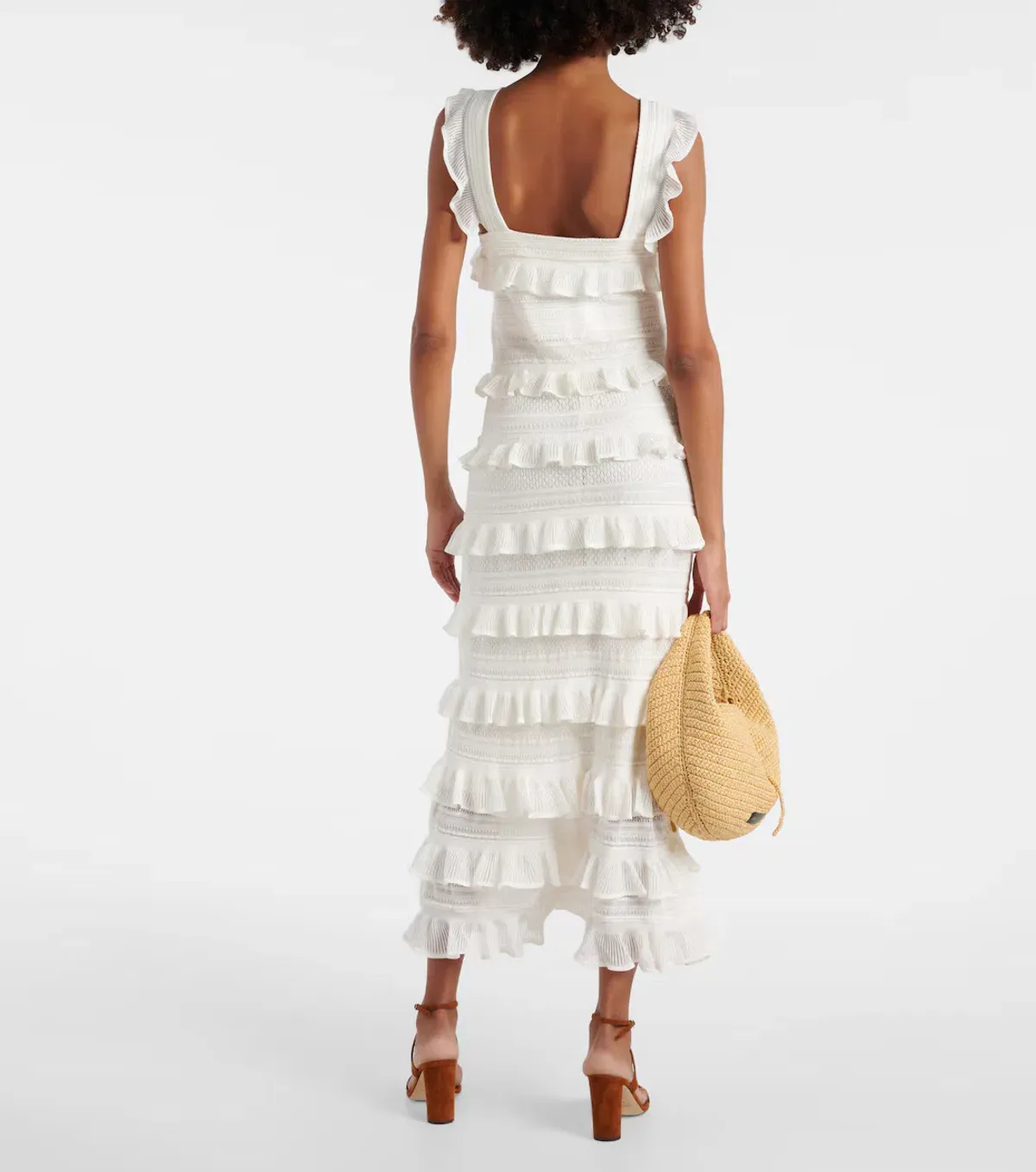 White Zimmermann Natura Ruffle Dress in Parchment Size 0 / AU 8 - Image 2