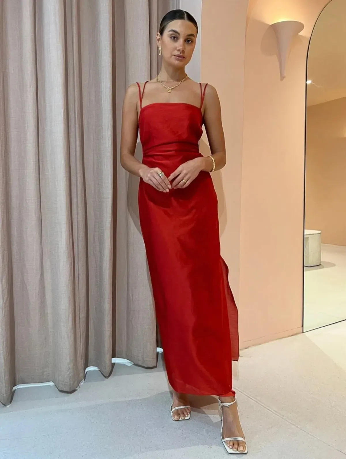 Sir The Label Lucelia Cut Out Midi Dress Red Size 10 - Image 3