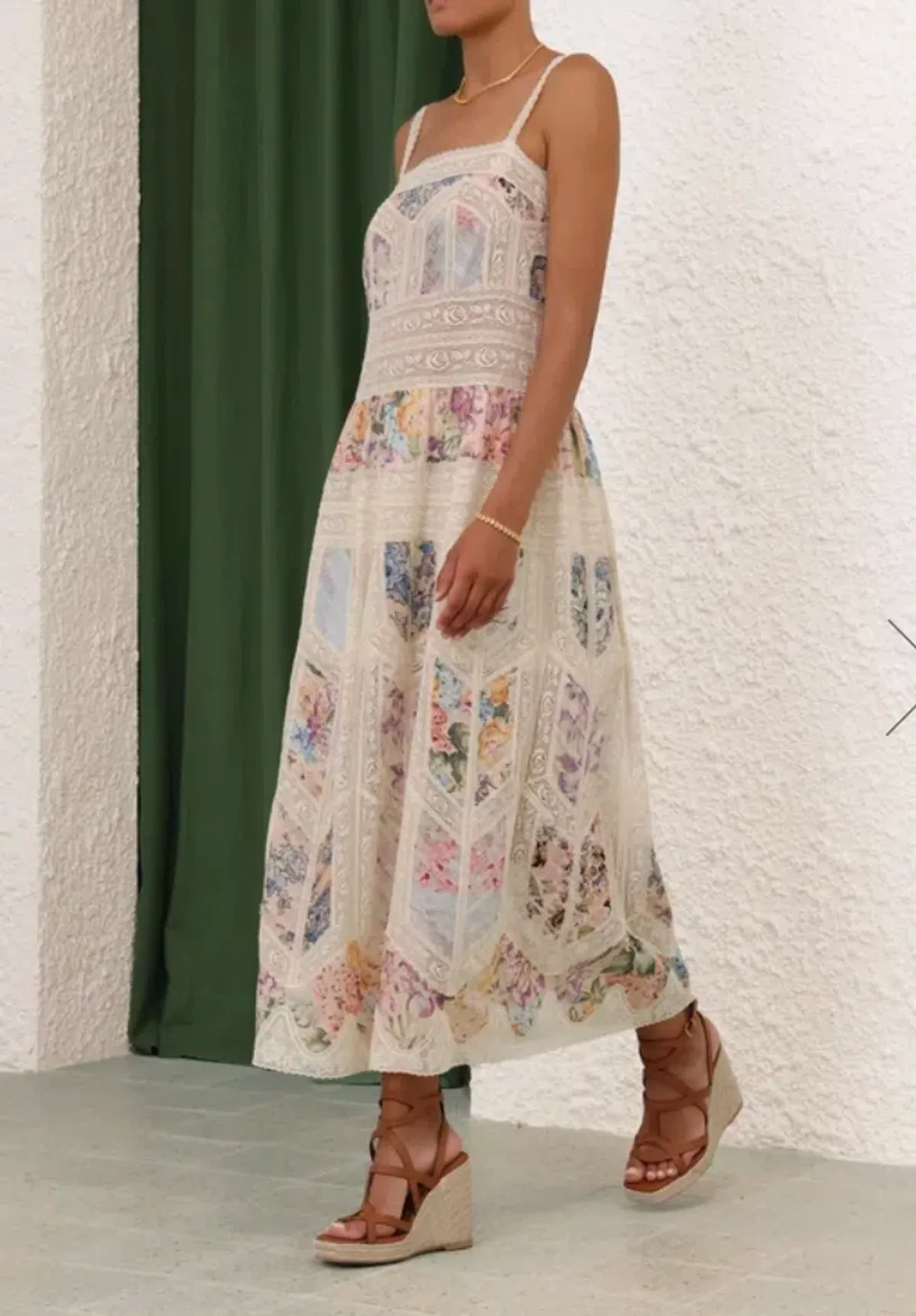 Zimmermann Halliday Lace Trim Slip Dress in Spliced Size 0/ AU 8 - Image 4