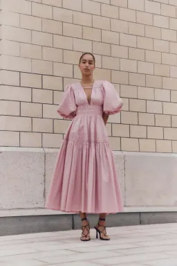 Aje Fallingwater Midi Dress Chalk Pink Size 12 for rent on The Volte - image 1