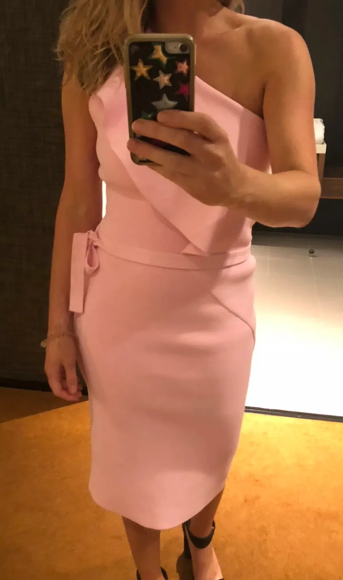 Scanlan Theodore Crepe Knit Ruffle Dress Pink Size 10 - Image 1