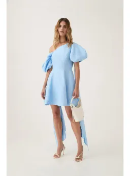 Aje Arista Tulip Sleeve Mini Dress Powder Blue Size AU 6  for rent on The Volte - image 1