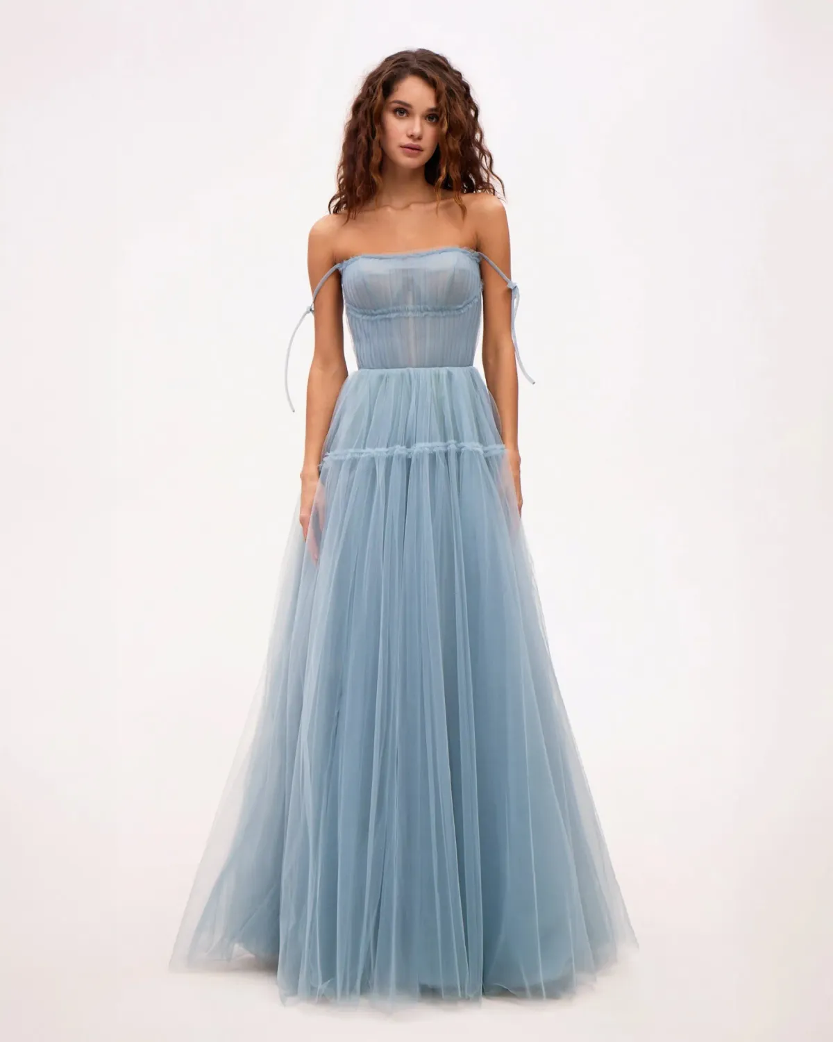 Milla Ocean Wave Tie-straps Tulle Prom Dress Blue Size M / AU 10 - Image 1