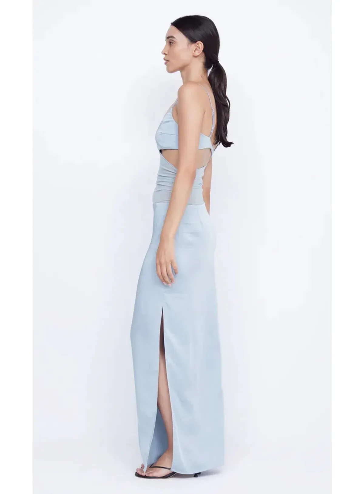 Bec and Bridge Mari Lou Asym Sheer Panel Maxi Dress in Dove Blue Size 8 - Image 2