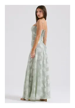 House of CB Seren Lace Back Maxi Dress in Pistachio Pale Green in Size S / AU 8 for rent on The Volte - image 2