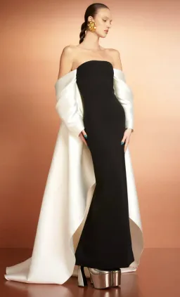Solace London The Kyla Maxi Dress in Black and Cream Size 16 for rent on The Volte - image 1