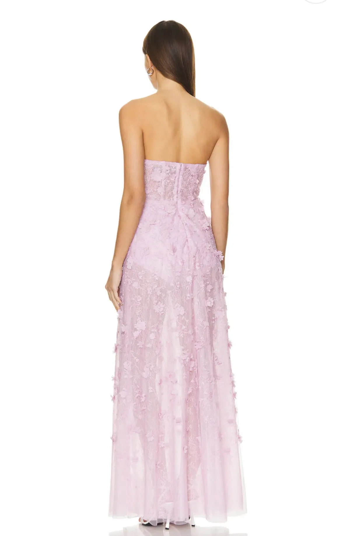 BCBGMAXAZRIA Poppy Strapless Floral Applique Gown Lilac Size 12 - Image 2