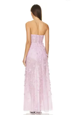 BCBGMAXAZRIA Poppy Strapless Floral Applique Gown Lilac Size 12 for rent on The Volte - image 2