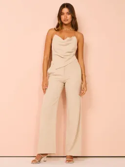 Bec & Bridge Desiree Halter Top and Straight Leg Pants Set in Sand Size 8 for rent on The Volte - image 1