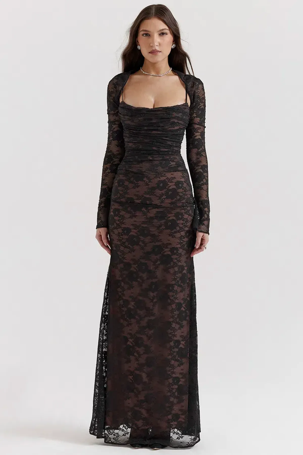 House Of Cb Artemis Lace Maxi Dress Black Size 12 - Image 5