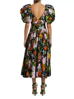Aje Gabrielle Plunge Midi Dress Midnight Floral Size 8 for rent on The Volte - image 3