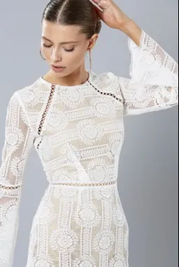 Winona Wisteria Long Sleeve Dress in White Size AU 8 for rent on The Volte - image 2