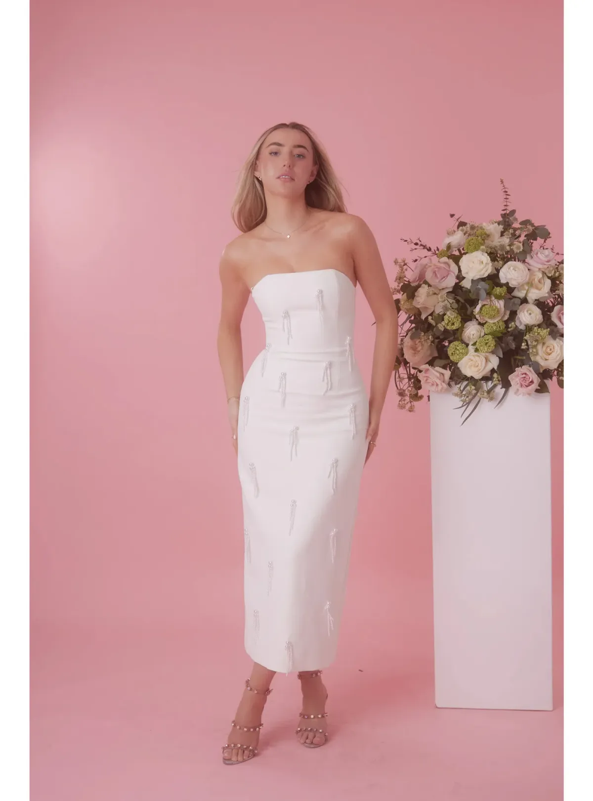 Odd Muse The Ultimate Muse Embellished Midi Dress White Size AU 8 - Image 1