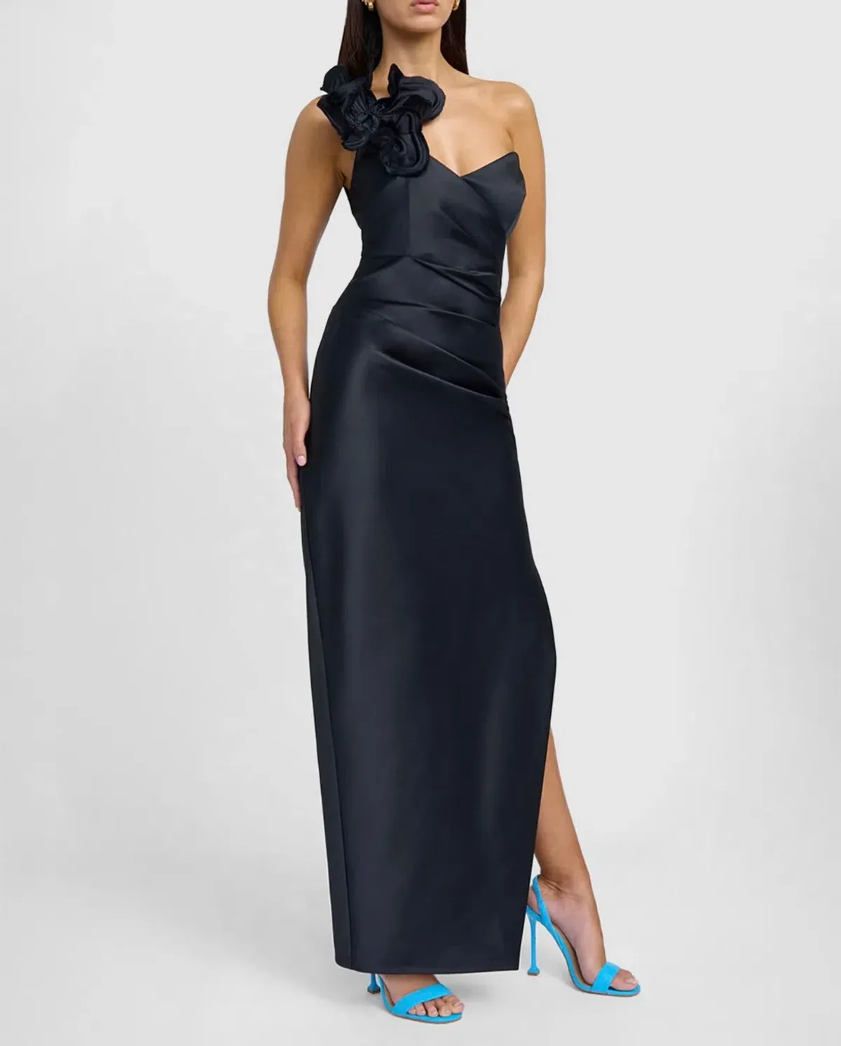 By Johnny Ruby Romance One Shoulder Long Line Dress Black Size AU 6 - Image 1