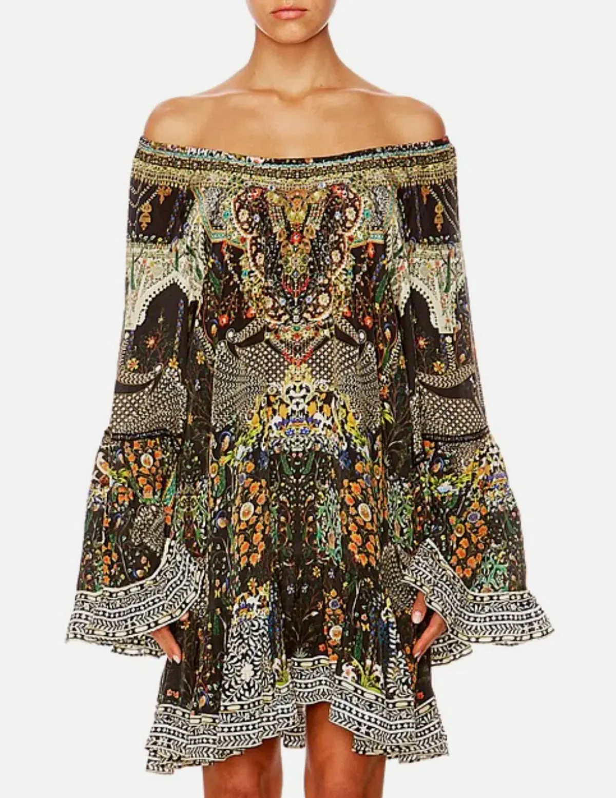 Camilla Scoop-Neck A-Line Printed Frill Mini Dress Multi Size 14/XL - Image 2