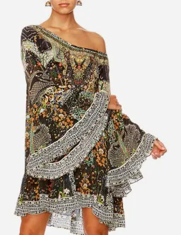 Camilla Scoop-Neck A-Line Printed Frill Mini Dress Multi Size 14/XL for rent on The Volte - image 3