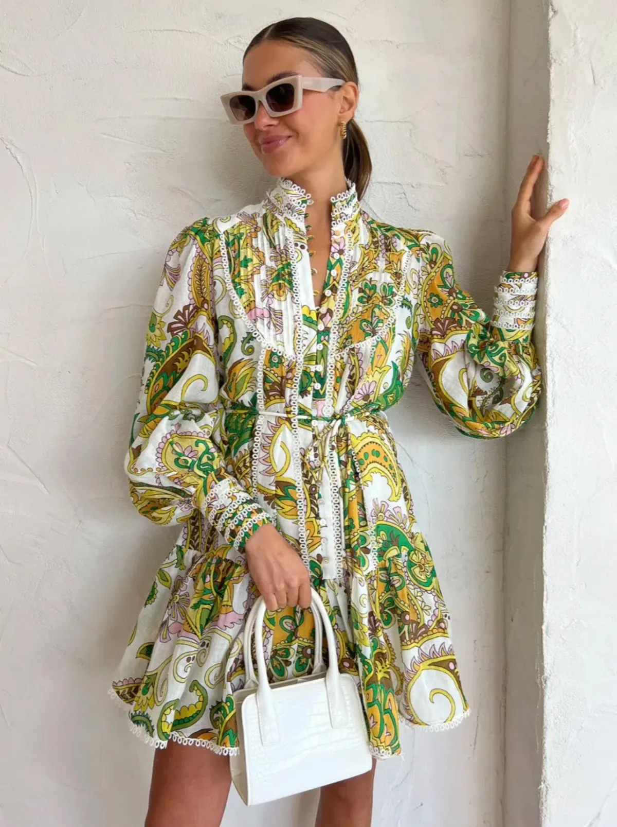 Alemais Octavia Ruffle Mini Dress Multi Size 10 - Image 4