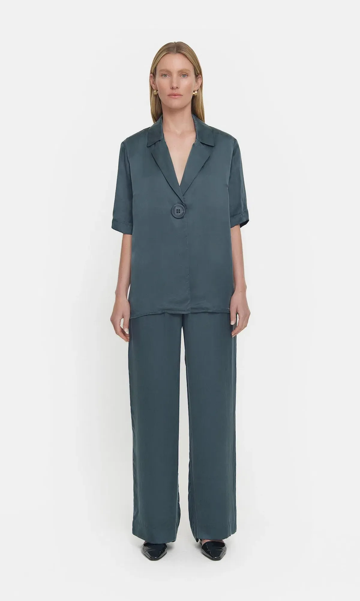 Viktoria and Woods Chorus Shirt Size 1 and Pilot Pants Size 2 Set Deep Petrol  - Image 1