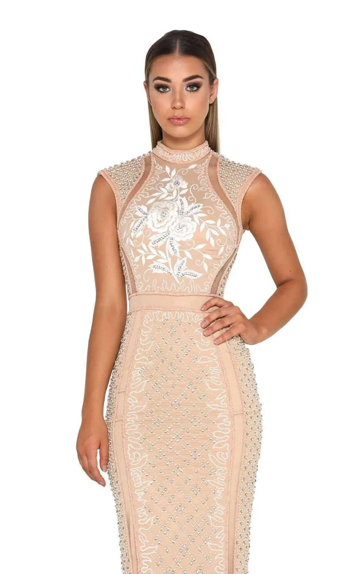 Portia And Scarlett Balmain Beaded Gown Blush Size 6 - Image 2