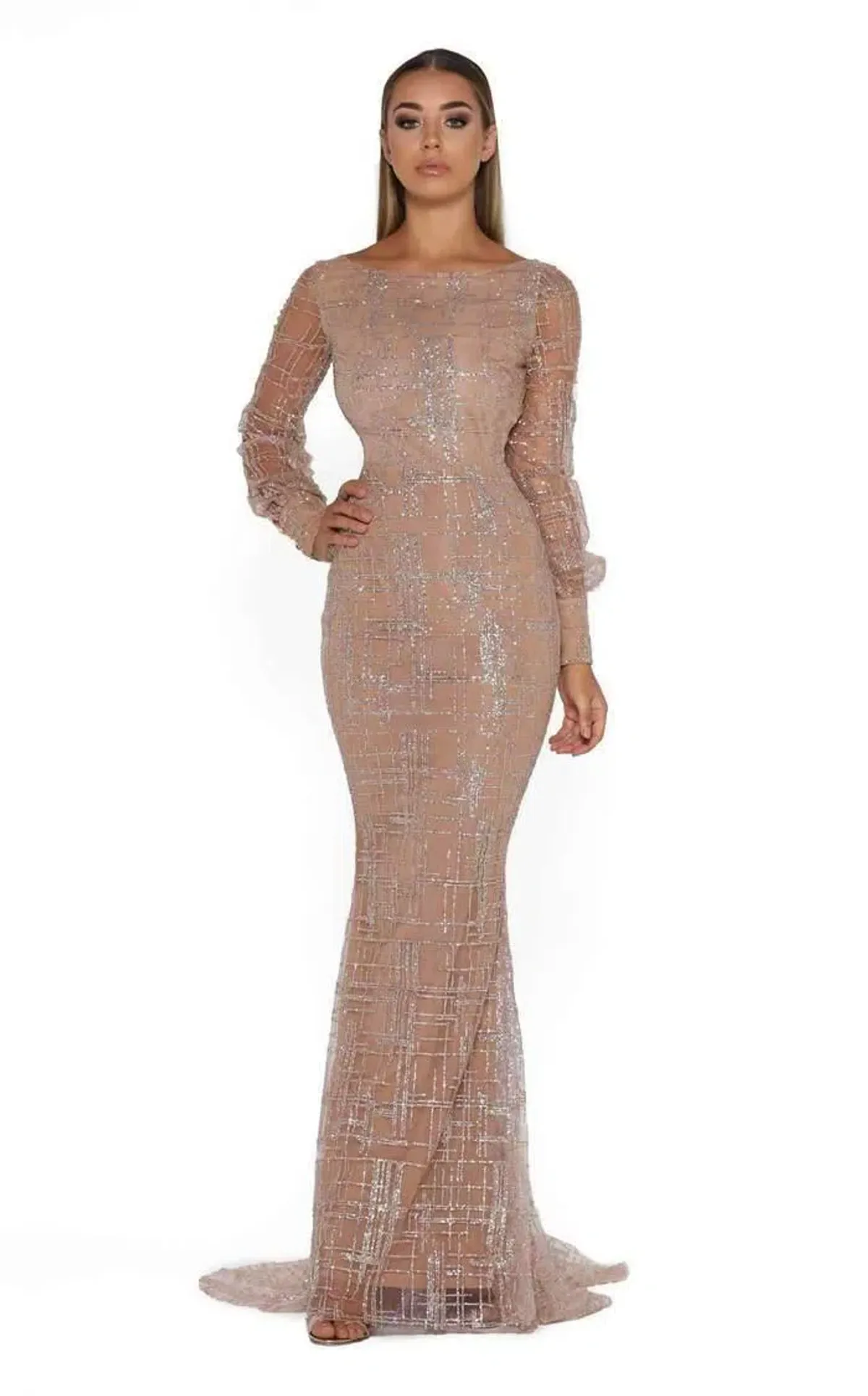 Portia And Scarlett 17655T Long Sleeve Dress Nude Size 8 - Image 1