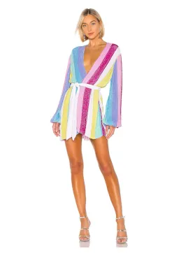Retrofete Gabrielle Robe Dress Unicorn Stripe Size 8 for rent on The Volte - image 1