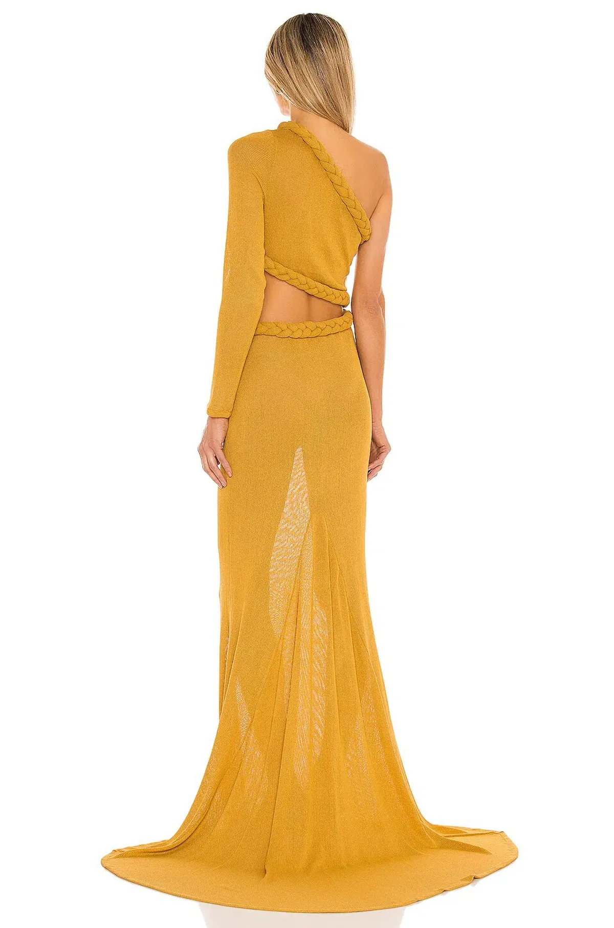 Bronx and Banco Dalia One Shoulder Knit Dress Mustard Size 6 - Image 2