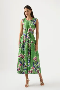 Aje Zorina Tie Midi Dress Native Gumnut Floral Size 6 for rent on The Volte - image 3