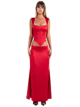 I Am Delilah Valerie Corset and Maxi Skirt Set Cherry Red Size S / AU 8 for rent on The Volte - image 1