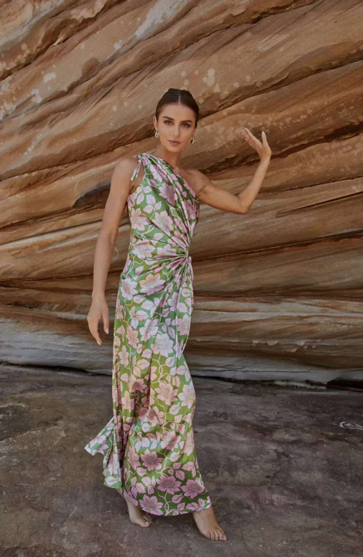 Sonya Moda Nour Forever Maxi Dress Olive Floral Print Size XS / AU 6 - Image 3