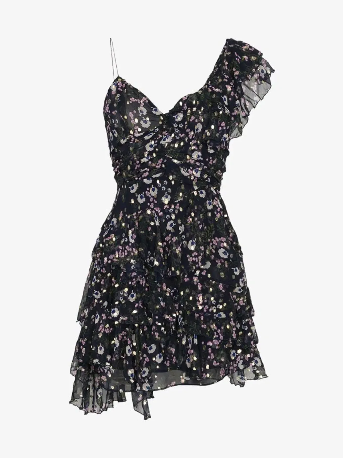 Isabel Marant Manda Metallic Fil Coupé Silk Blend Mini Dress Floral Print Size 8 - Image 4