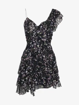 Isabel Marant Manda Metallic Fil Coupé Silk Blend Mini Dress Floral Print Size 8 for rent on The Volte - image 4