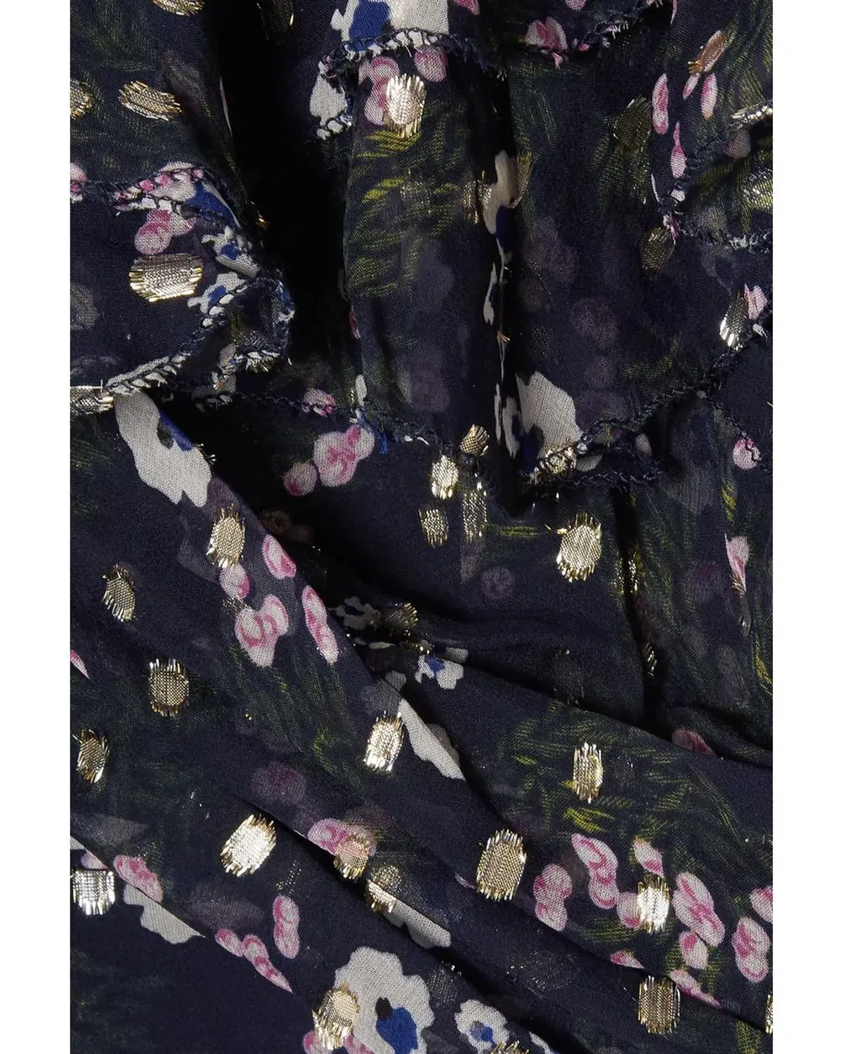 Isabel Marant Manda Metallic Fil Coupé Silk Blend Mini Dress Floral Print Size 8 - Image 5