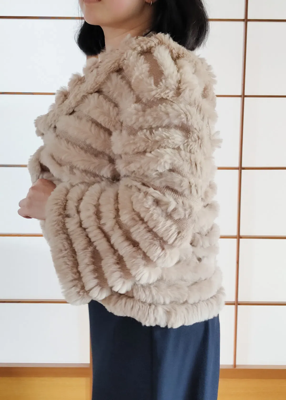 Natasha Rabbit Fur Jacket Cream Size XS / AU 8 - Image 3