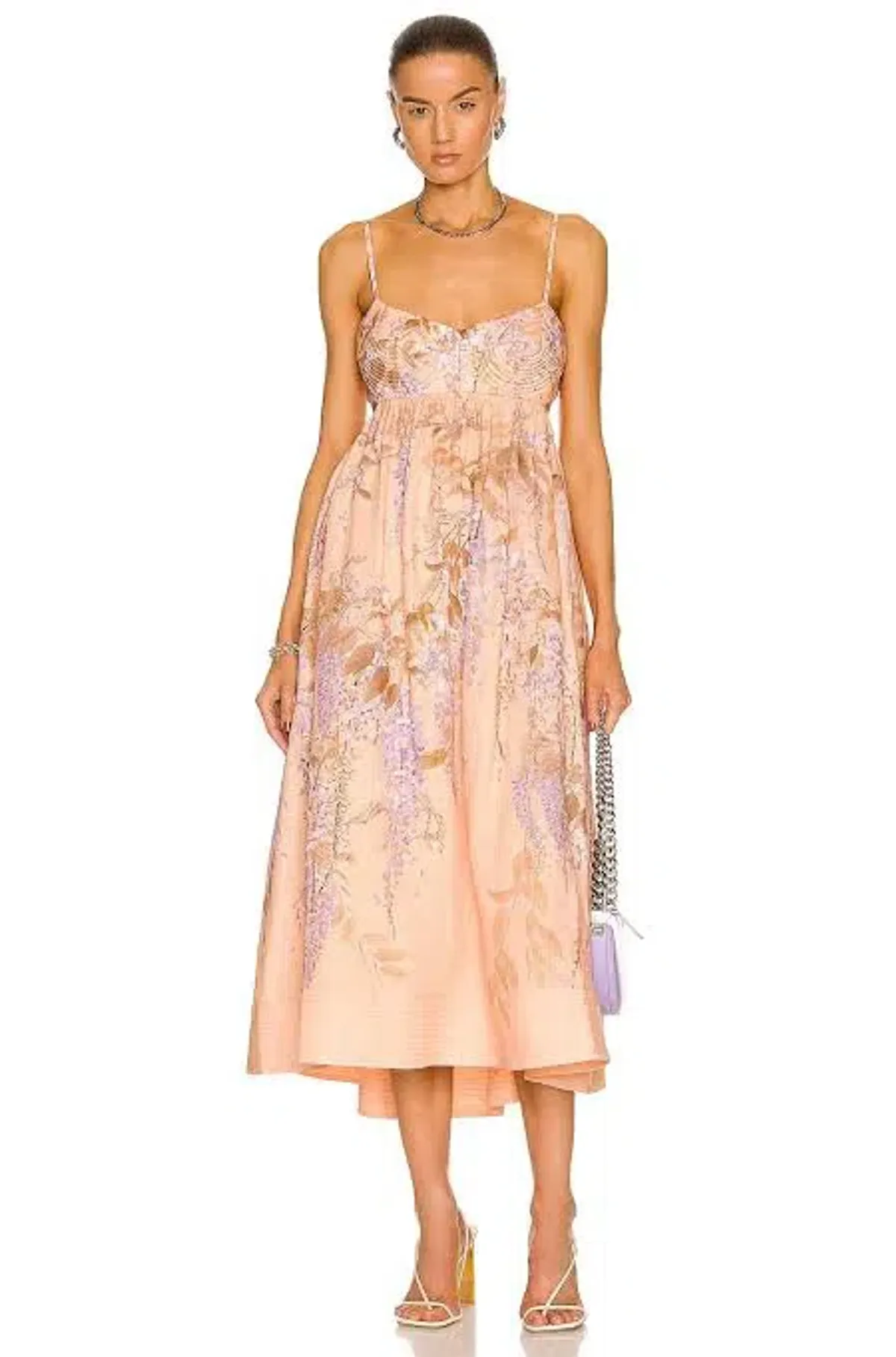 Zimmermann The Rosa Bralette Midi Dress in Lilac Wisteria Floral Size 2 / AU 12 - Image 4