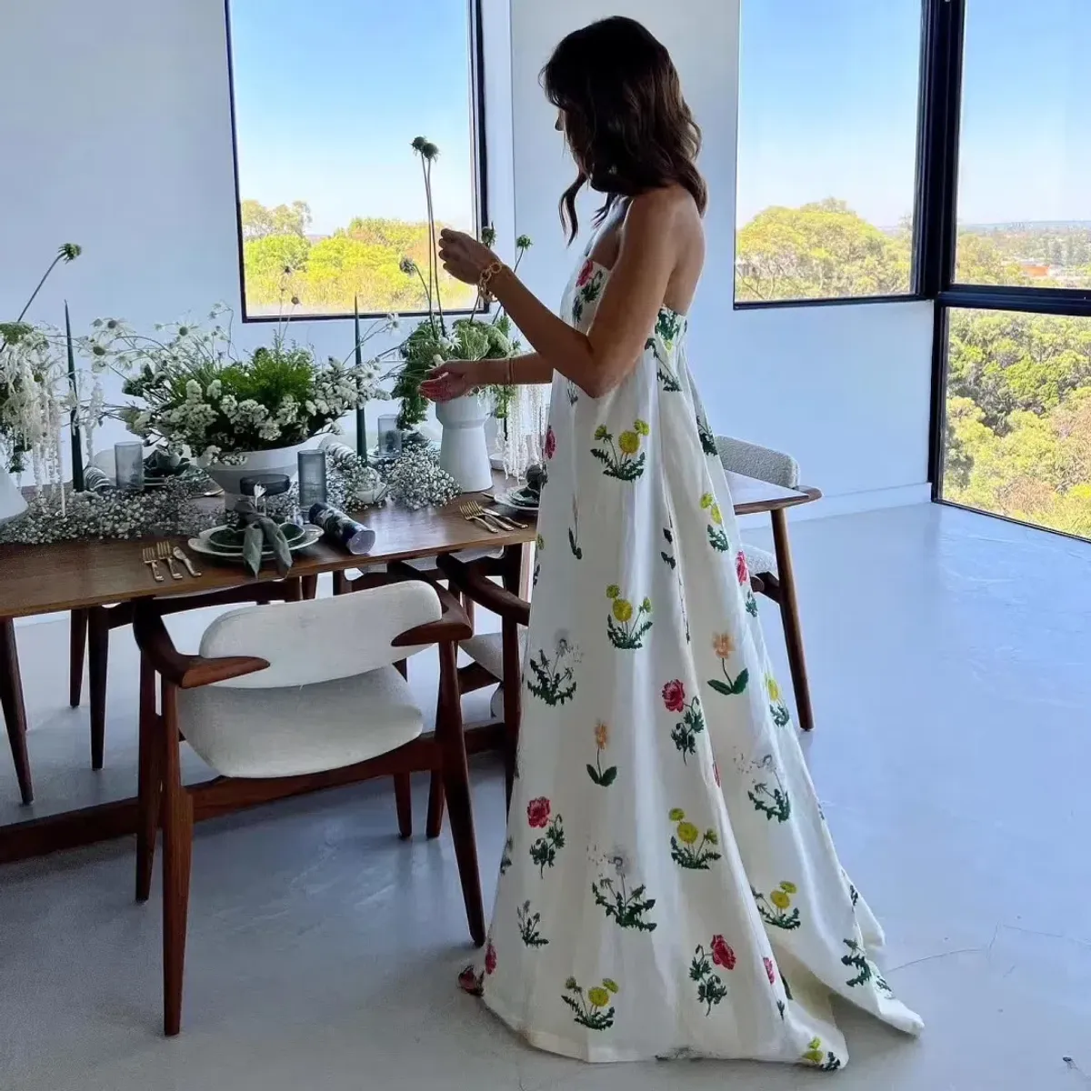 Oroton Poppy Print Gown Cream Floral 10 - Image 8