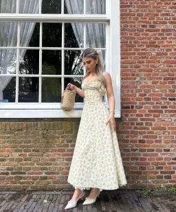 House of CB Rosalee Cotton Bustier Sundress White Vintage Floral Print Size S / AU 8 for rent on The Volte - image 5