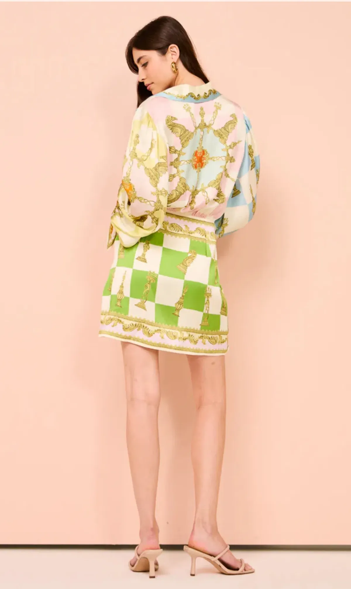 Alemais Checkmate Silk Mini Dress Multi Size 10 - Image 4