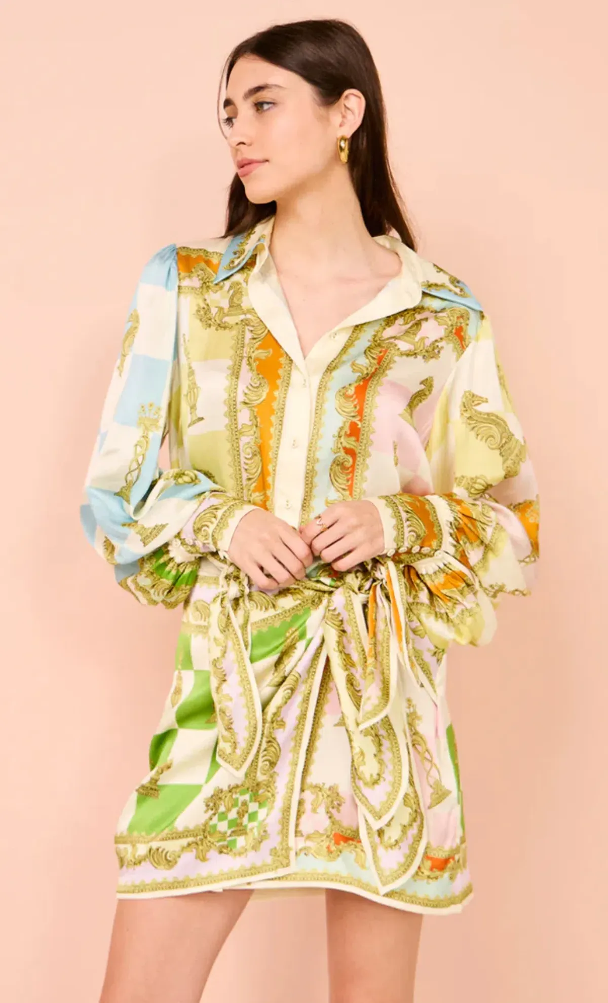 Alemais Checkmate Silk Mini Dress Multi Size 10 - Image 3