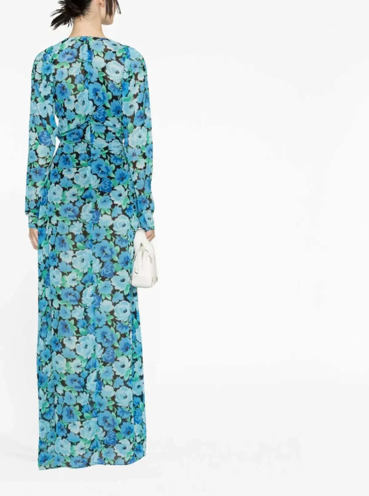 Rotate Birger Christensen Ruched Chiffon Maxi Dress Floral Print Size 12 - Image 2