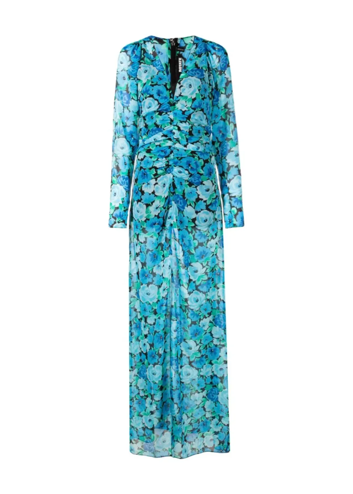 Rotate Birger Christensen Ruched Chiffon Maxi Dress Floral Print Size 12 - Image 4