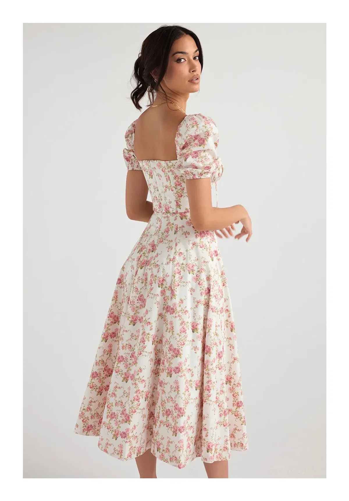 House of CB Tallulah Rose Print Puff Sleeve Midi Sundress Floral Size 12 - Image 3