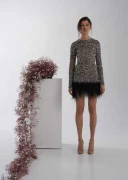 Rachel Gilbert Nisha Mini Dress Gunmetal Size 4/AU14 for rent on The Volte - image 1