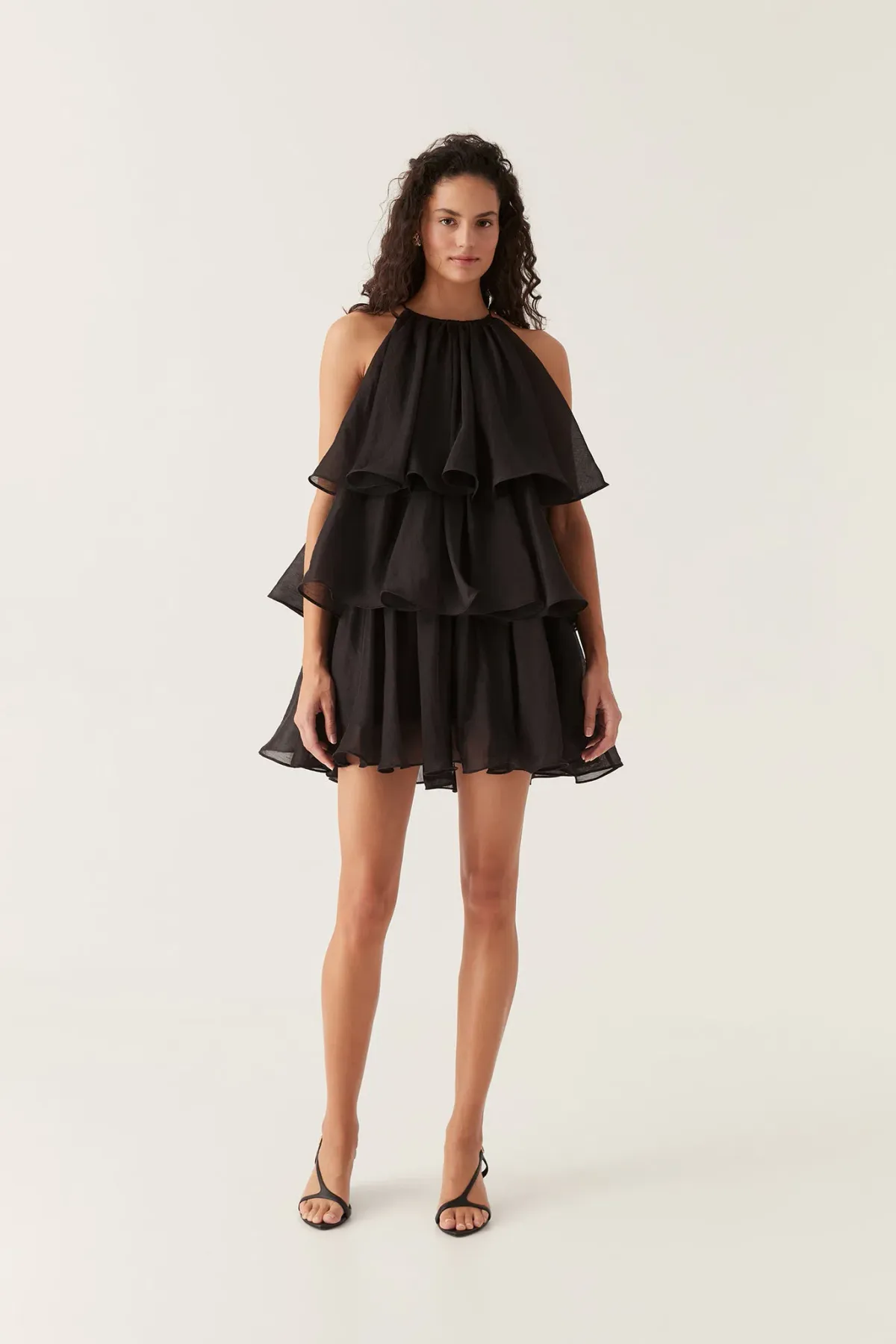 Aje Claudia Tiered Mini Dress Black Size 8	 - Image 1