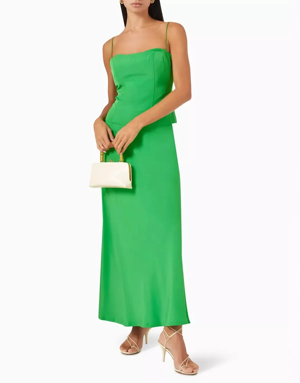 Viktoria and Woods Saxophone Top in Size 1/ AU 8 & Hillcrest Maxi Skirt in Size 2/ AU 10 Set in Viscose Green - Image 1