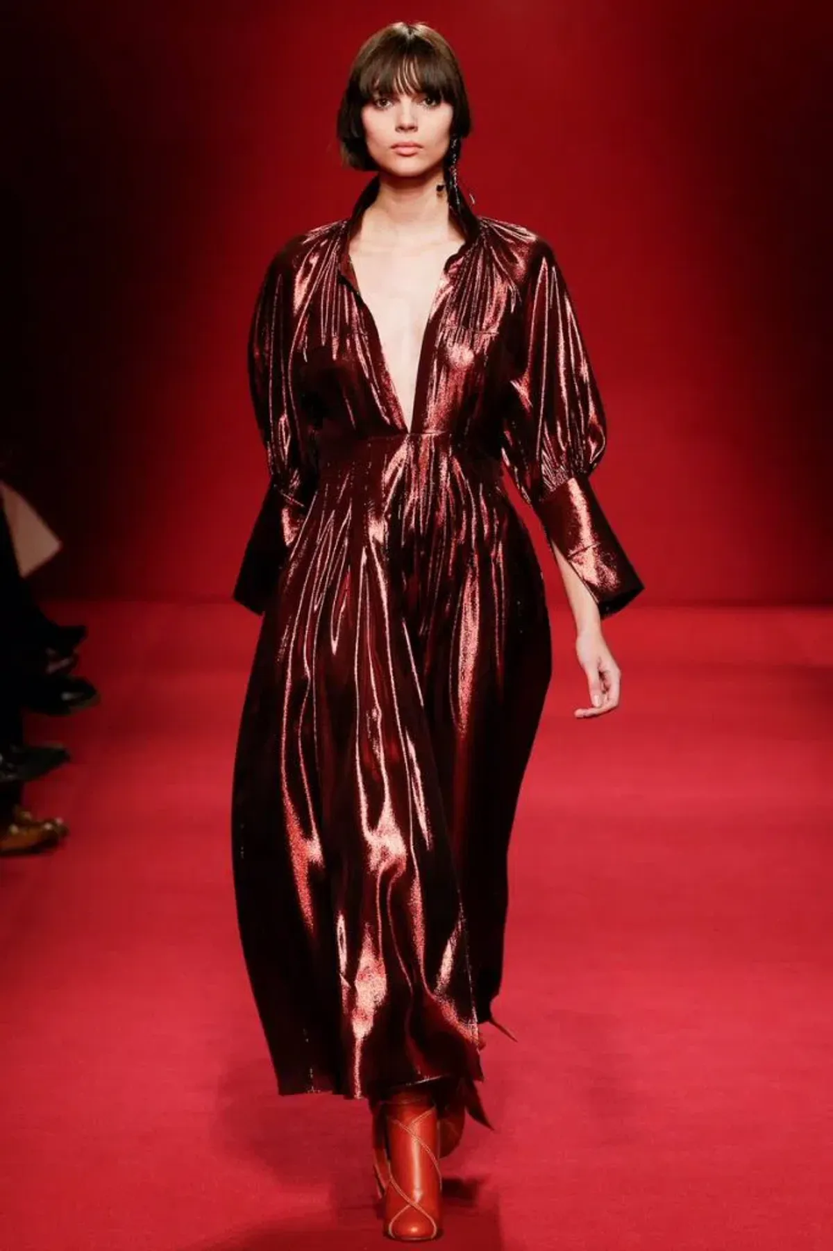 Ellery Red Silk Blend Lamé Dress Red Size 6 - Image 2