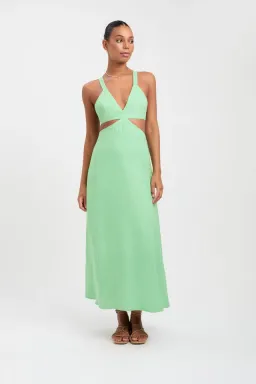 Kookai Palm Midi Dress Green Size 8  for rent on The Volte - image 1