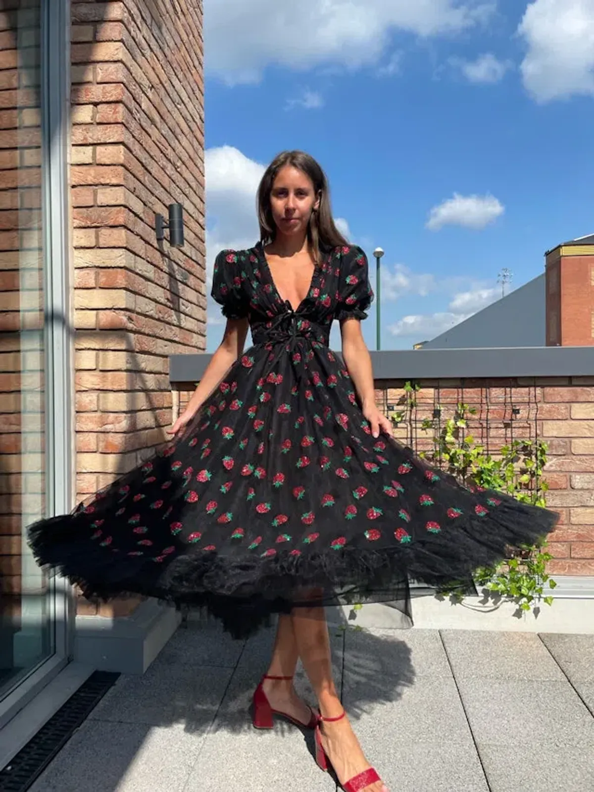 Lirika Matoshi Strawberry Dress Print Size 16 - Image 2