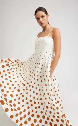 Aston Studio Rue Maxi Dress in Milk/Cigar Dot Size 10 for rent on The Volte - image 6