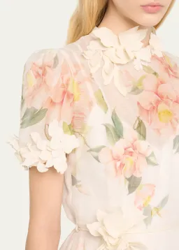 Zimmermann Natura Liftoff Flower Midi Dress Ivory Camellia Size 0 / AU 8 for rent on The Volte - image 4