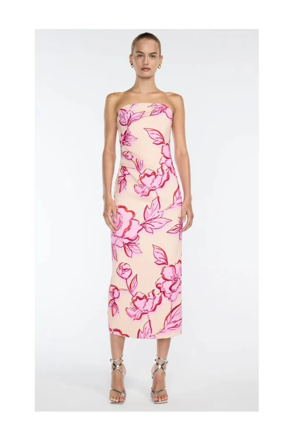 Manning Cartell Artistic Spirit Strapless Midi Dress Pink Size 4 - Image 1